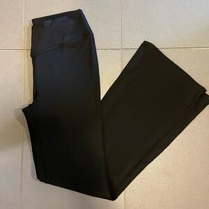 Black crossed wasteband flare leggings